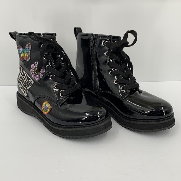 Steve Madden JKudos patent combat boots crystal limited edition butterfly girl 4 - Picture 2 of 6